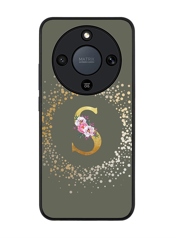 Stylizedd For Honor X9d / Magic8 Lite / X70 Case,Slim fit Camera Protection, Shockproof Thin Phone cover  - Custom Monogram Floral - S  (Olive Green ) - Image 1